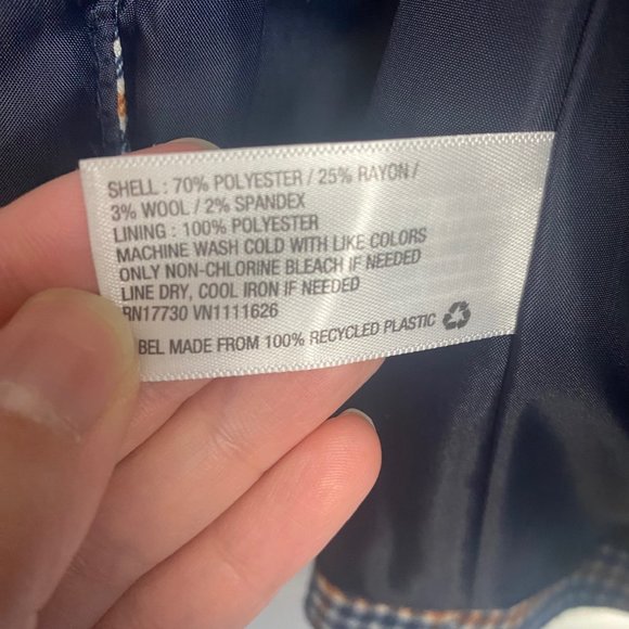 Merona Women's Plaid Houndstooth Blazer Wool Blend Size 4 - Picture 5 of 8